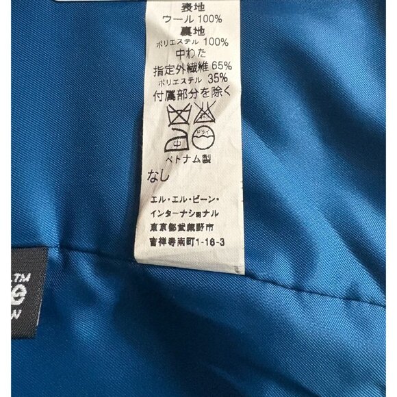 LL Bean Bellandi 100% Wool Coat Trench size XL color blue pit to pit 22" - Picture 5 of 9